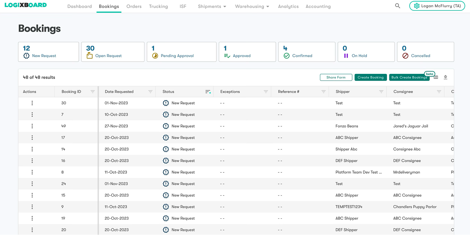 1. Added a “Bulk Create” button on the bookings index