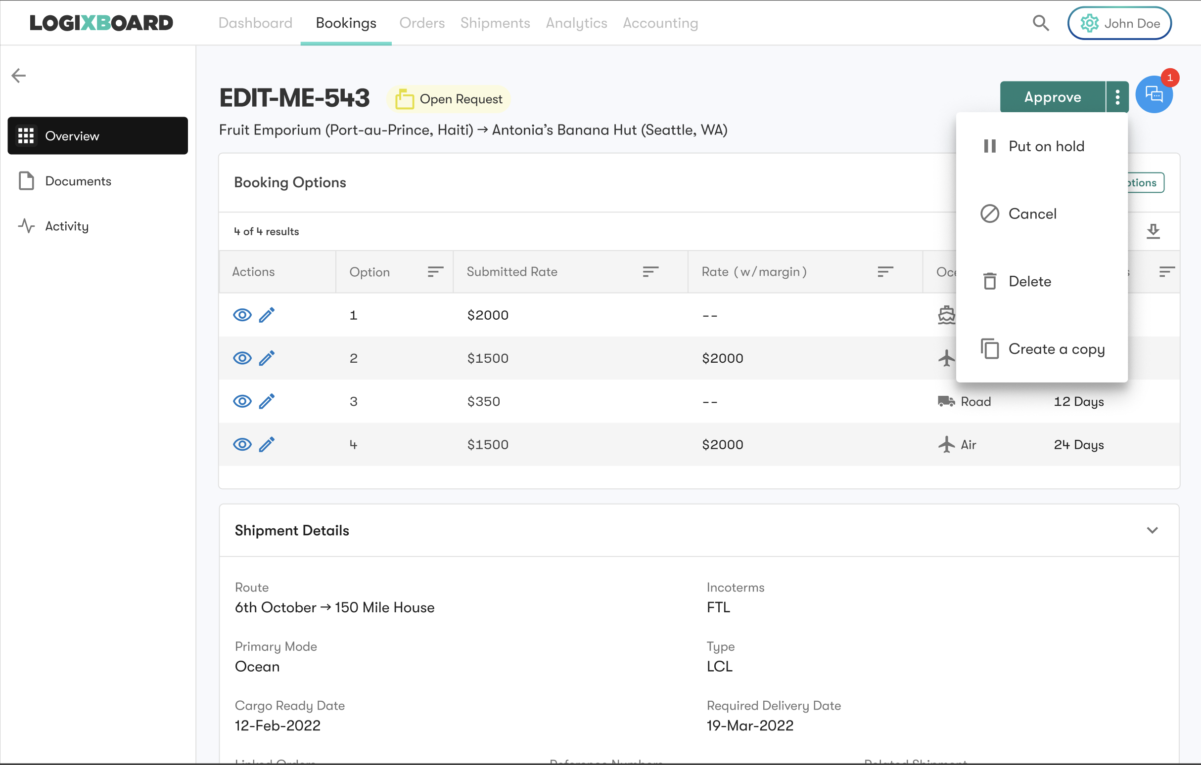 The Duplicate action on a booking